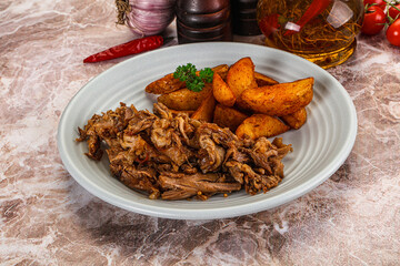 Baked shredded pork with potato