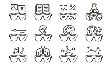 Textbook glasses ar music history vector math icon map educational smart astronomy