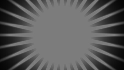 Abstract radial light burst effect with dark vignette emanating from a central gray circle against a black background creating a dramatic and energetic visual