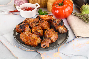 Grilled pork neck meat shashlik