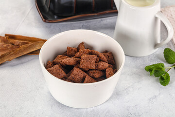 Dry sweet chocolate ceral flakes