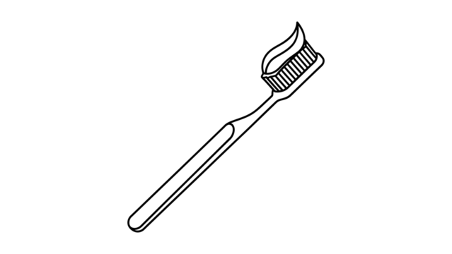 Toothbrush with Toothpaste Outline dental care hygiene isolated on a transparent background