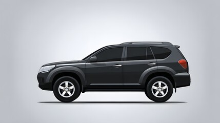 Obraz premium Dark sport utility vehicle shown in profile against a light gradient background