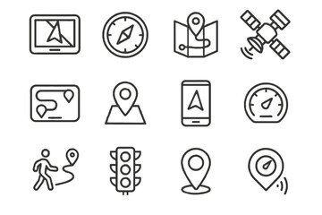 Fototapeta premium Light icons path icon waypoint navigation app vector map pedestrian gps