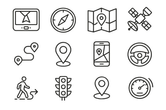 Path location car vector route icons compass icon digital app device navigation