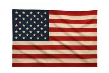 American flag with faded colors and wrinkles, symbolizing patriotism and vintage united states history