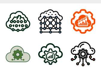 Abstract Digital Cloud Formed with Binary Digits and Pixels