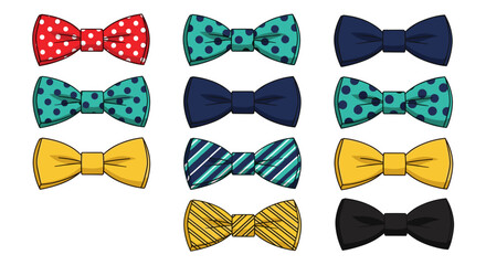 Collection of Colorful Bow Ties for Formal Events: Assorted Patterns & Styles for Fashion, Business, Parties & Celebrations, Adding a Touch of Class & Sophistication with Unique Design Graphic Element