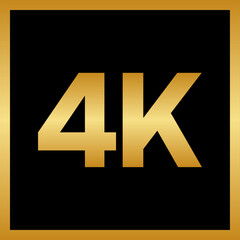 4K Gold Text Logo on Black Background - Ultra High Definition Resolution Badge Design