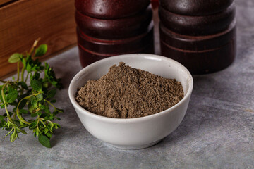 Ground dry black pepper powder