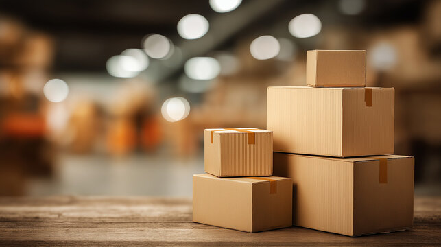 clearance sale, factory storage warehouse liquidation final markdown or discount. warehouse storage stock background with copy space on cardboard box