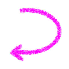 illustration of a fusca arrow making a curve pointing to the left. doodle of a fusca arrow hand-drawn in crayon.
