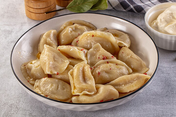 Traditiolal vareniki - stuffed dumplings with potato