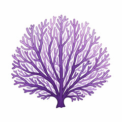 Violet coral illustration showing sea flora, branchy underwater plant life, and simple nautical design. Purple coral emphasizes organic branching pattern, perfect for marine biology projects.