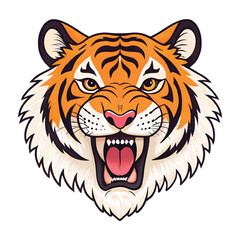 Fierce Roar: A striking depiction of a tiger's head, showcasing its powerful roar, a symbol of primal strength and untamed beauty.