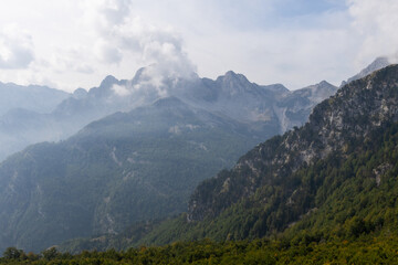 Mountain landscape with clouds