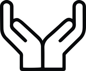 Open Hands Icon Vector Illustration Representing Care, Support, Charity, Giving, Protection, and Minimal Line Art Modern Design Concept