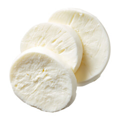 Sliced fresh mozzarella cheese buffalo on transparent background