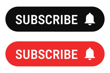 Subscribe button with bell icon isolated on white background is a prompt for users to follow a channel or content creator for updates vector illustration