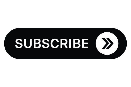 Black subscribe button with arrow isolated on white background is a call to action for viewers to follow a channel or content creator online vector illustration
