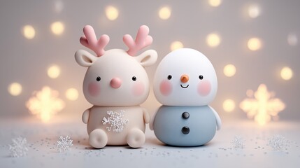Cute 3D Christmas Premium Pack – Kawaii Minimalist Holiday Illustrations with Cozy Scenes, Festive Characters, Pastel Decorations, and Elegant Winter Atmospheres for Modern Design Projects