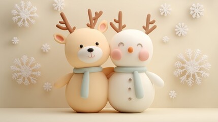 Cute 3D Christmas Premium Pack – Kawaii Minimalist Holiday Illustrations with Cozy Scenes, Festive Characters, Pastel Decorations, and Elegant Winter Atmospheres for Modern Design Projects