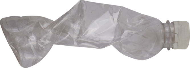 Crushed plastic bottle on transparent background
