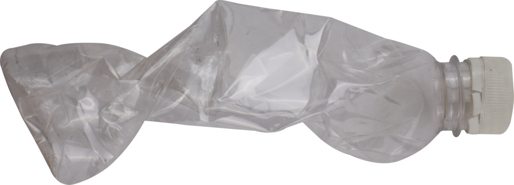 Crushed plastic bottle on transparent background