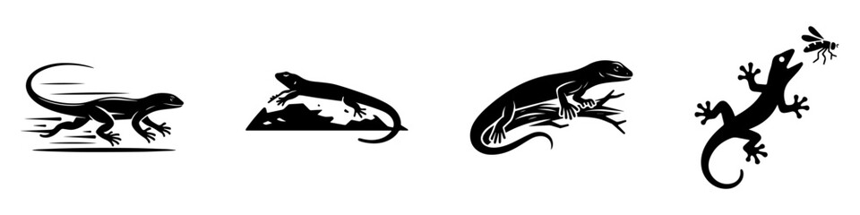 Naklejka premium Lizards in Action: A Visual Story of Movement and Nature.