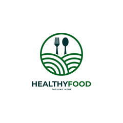 healthy food farm field logo design vector