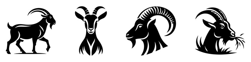 Goat Silhouettes: A Collection of Black and White Illustrations.
