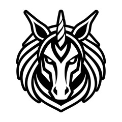 A glyph style icon showing a pegacron head