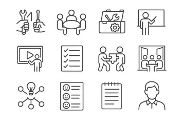 Collection group icon collaborative icons screen room idea vector task workshop form