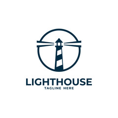 lighthouse logo design with minimalist clean style