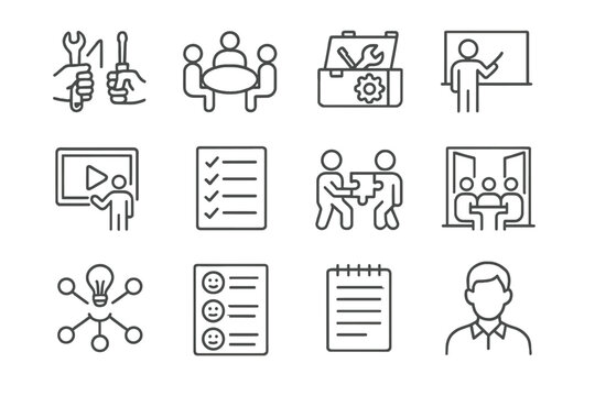 Collection group icon collaborative icons screen room idea vector task workshop form