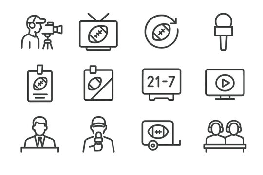 Reporter highlight football icons vector news pass graphics press instant media icon