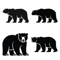 polar bear silhouette vector icon set. Christmas icon collection. Holiday symbol.