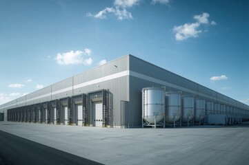 Fototapeta premium Futuristic industrial facility illuminated by daylight showcasing precision and advanced engineering