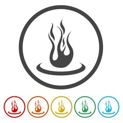 Fire Place icon. Set icons in color circle buttons