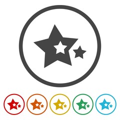 Star Logo concept icon. Set icons in color circle buttons