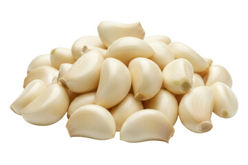 Pile of delicious garlic cloves isolated background