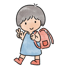 Watercolor student, children.  illustration