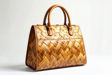 Women's handbag made of wooden fiber