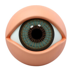 Stylized cartoon eye with green iris isolated on transparent background