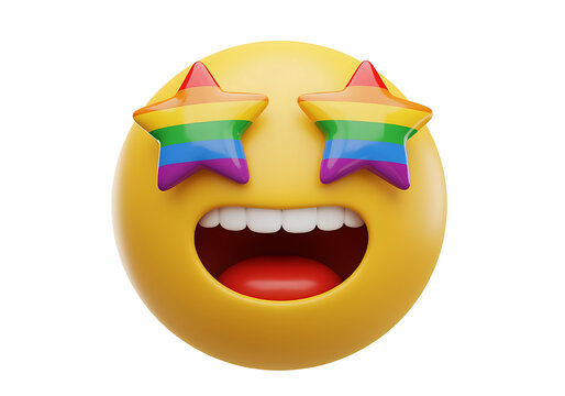 A joyful yellow emoji with rainbow star shaped eyes and open mouth.