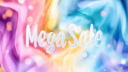 Vibrant mega sale banner with colorful abstract swirl background - Powered by Adobe