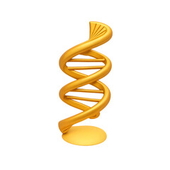 Golden dna helix model isolated on transparent background