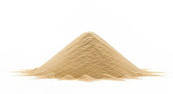 Isolated pile of tan powder, forming a textured conical mound