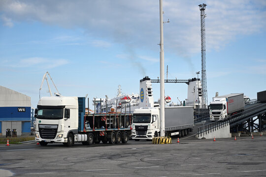 Tallinn, Estonia - July 25, 2024: The Muuga port near Tallinn in Estonia.