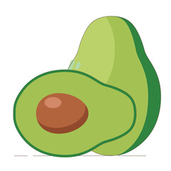3d realistic vector icon set. Avocado whole and half